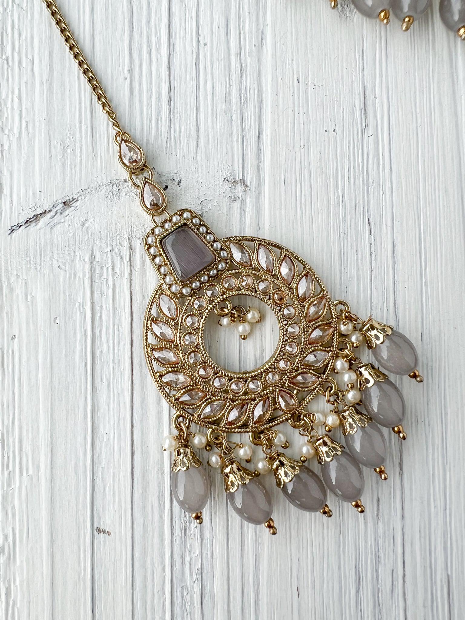Second Glance in Grey Necklace Sets THE KUNDAN SHOP 
