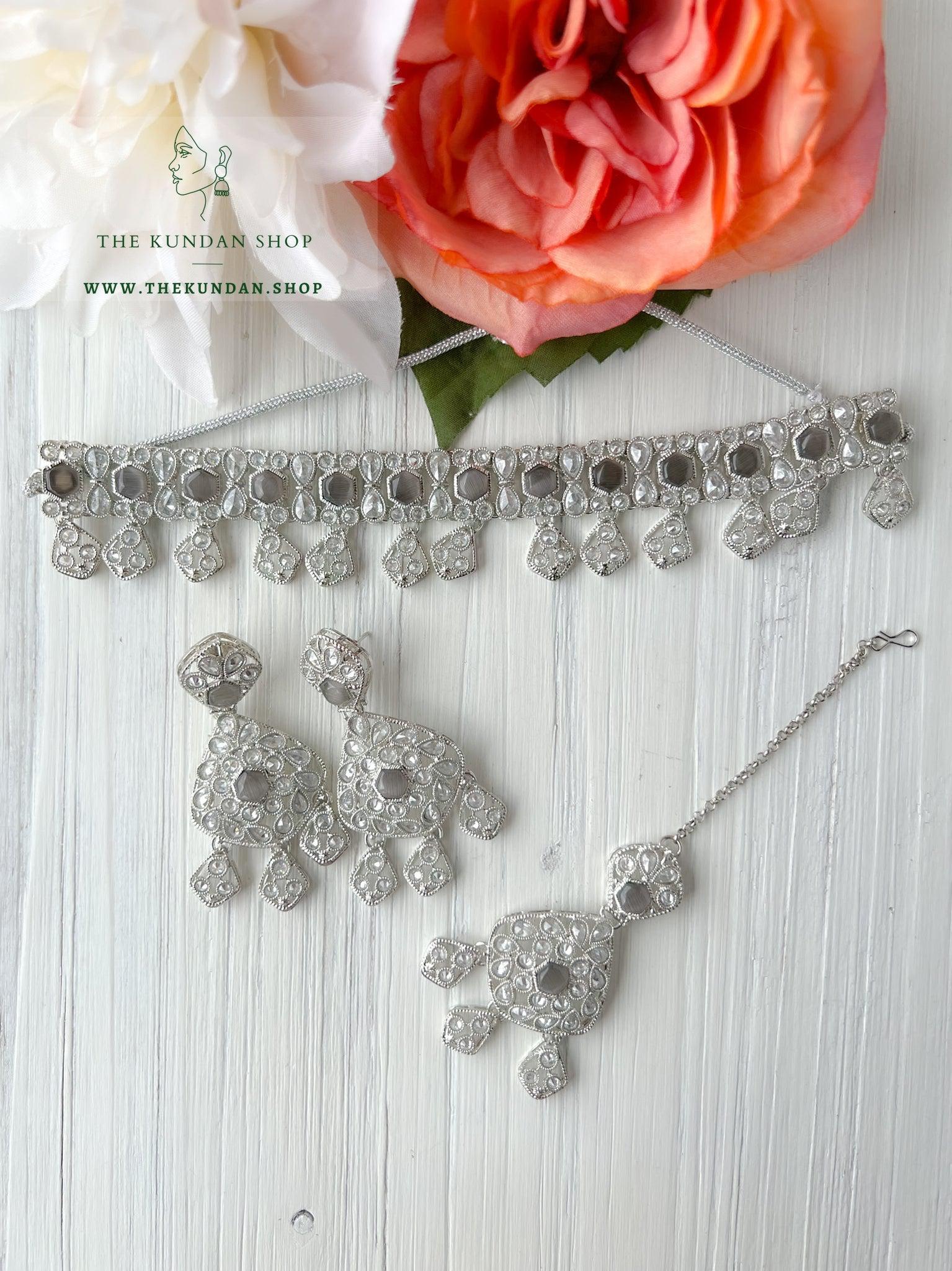 Curious in Silver & Grey Necklace Sets THE KUNDAN SHOP 