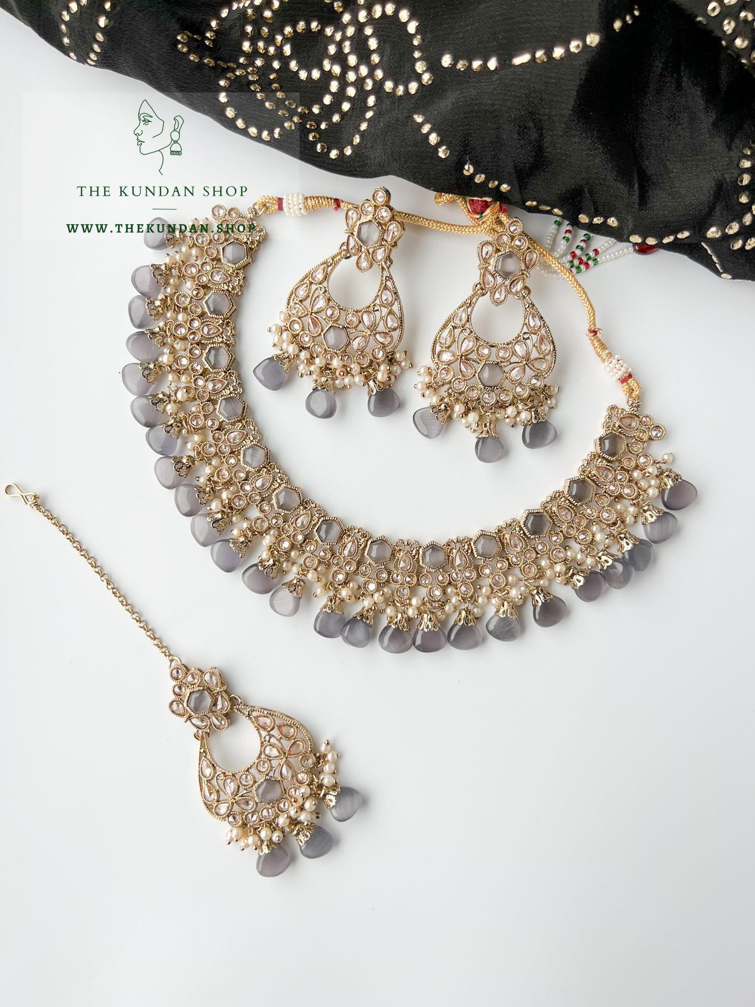 Headliner in Grey Necklace Sets THE KUNDAN SHOP 