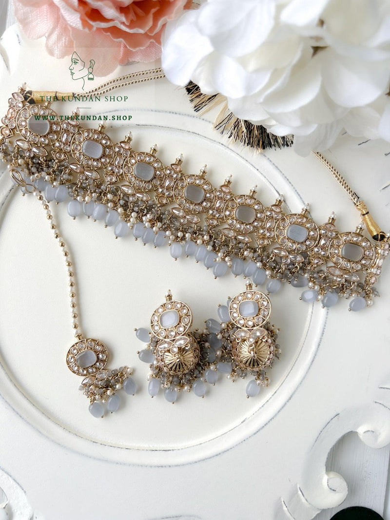 Temptation in Grey Necklace Sets THE KUNDAN SHOP 