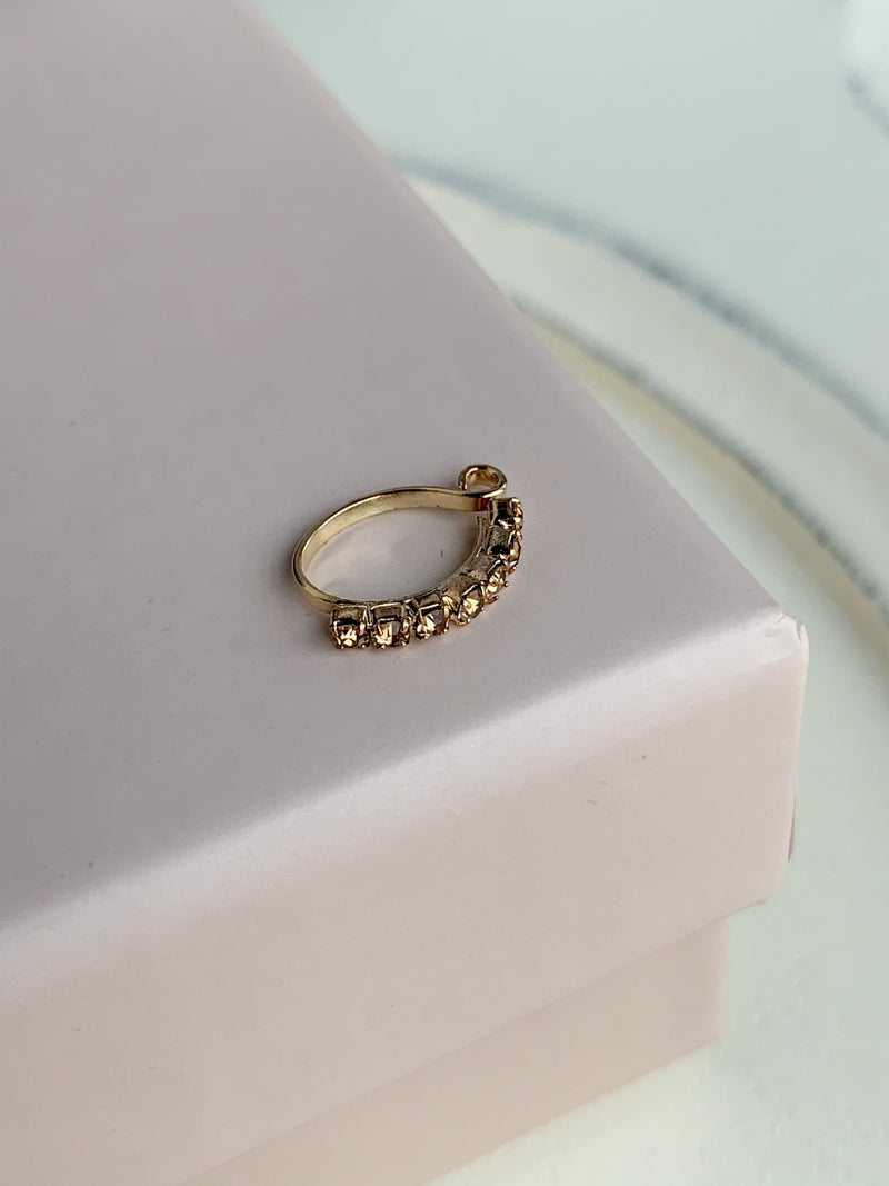 Half Moon Rhinestone Clip On Nose Pin Naath THE KUNDAN SHOP 