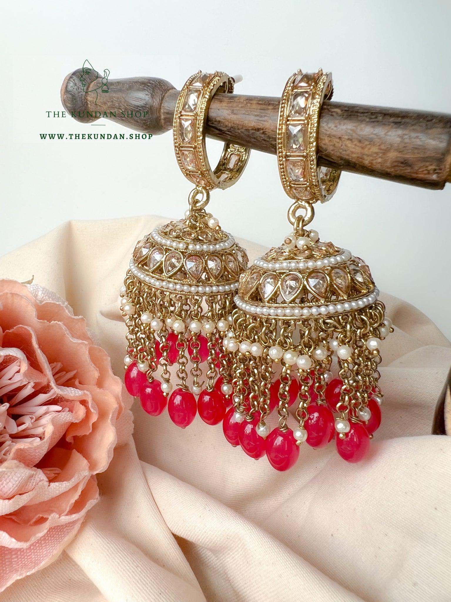 Sugar Waali Jhumkis Earrings THE KUNDAN SHOP Red 