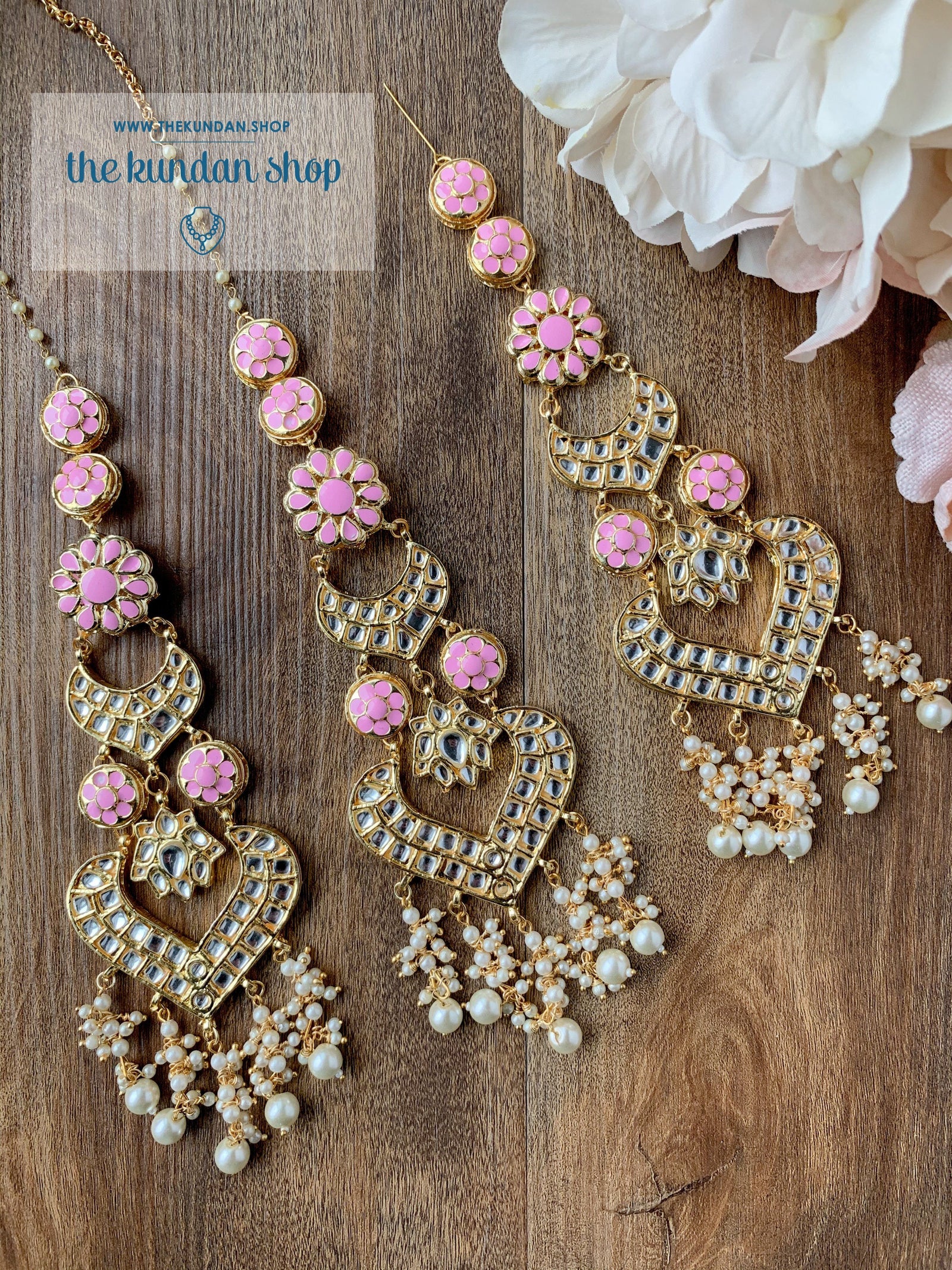 Queenly in Taffy Pink Earrings + Tikka THE KUNDAN SHOP 