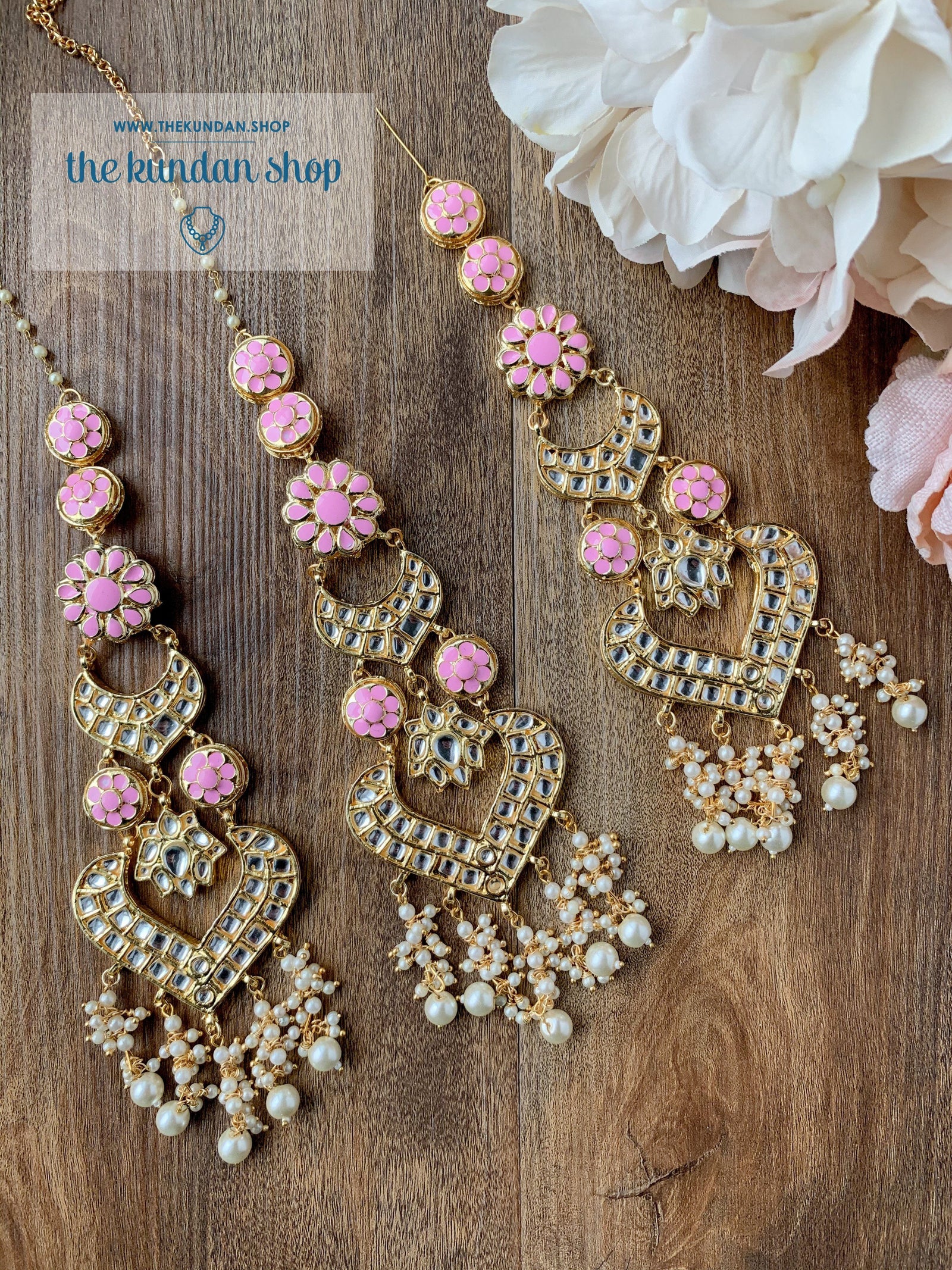 Queenly in Taffy Pink Earrings + Tikka THE KUNDAN SHOP 