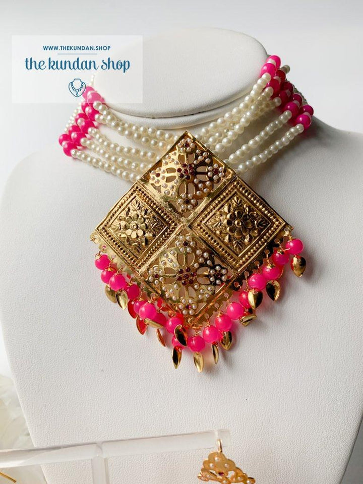 Giddha Night in Hot Pink Necklace Sets THE KUNDAN SHOP 