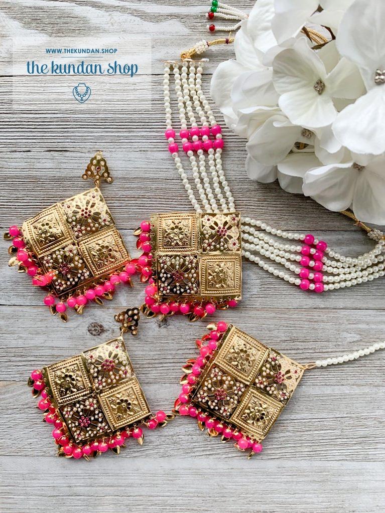 Giddha Night in Hot Pink Necklace Sets THE KUNDAN SHOP 