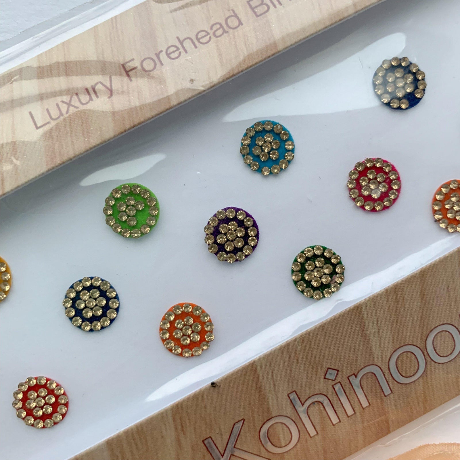 15 PC Gold Rhinestone Bindi, Bindis - THE KUNDAN SHOP