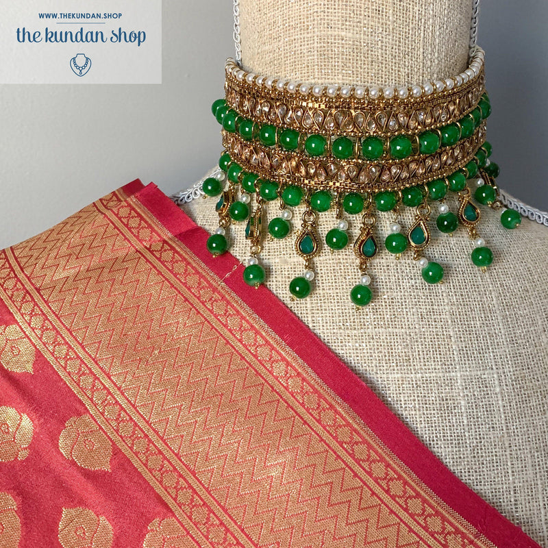 Irresistable - Green, Necklace Sets - THE KUNDAN SHOP