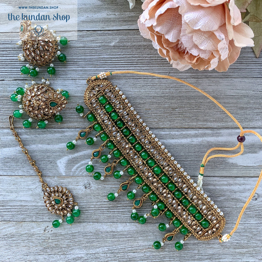 Irresistable - Green, Necklace Sets - THE KUNDAN SHOP