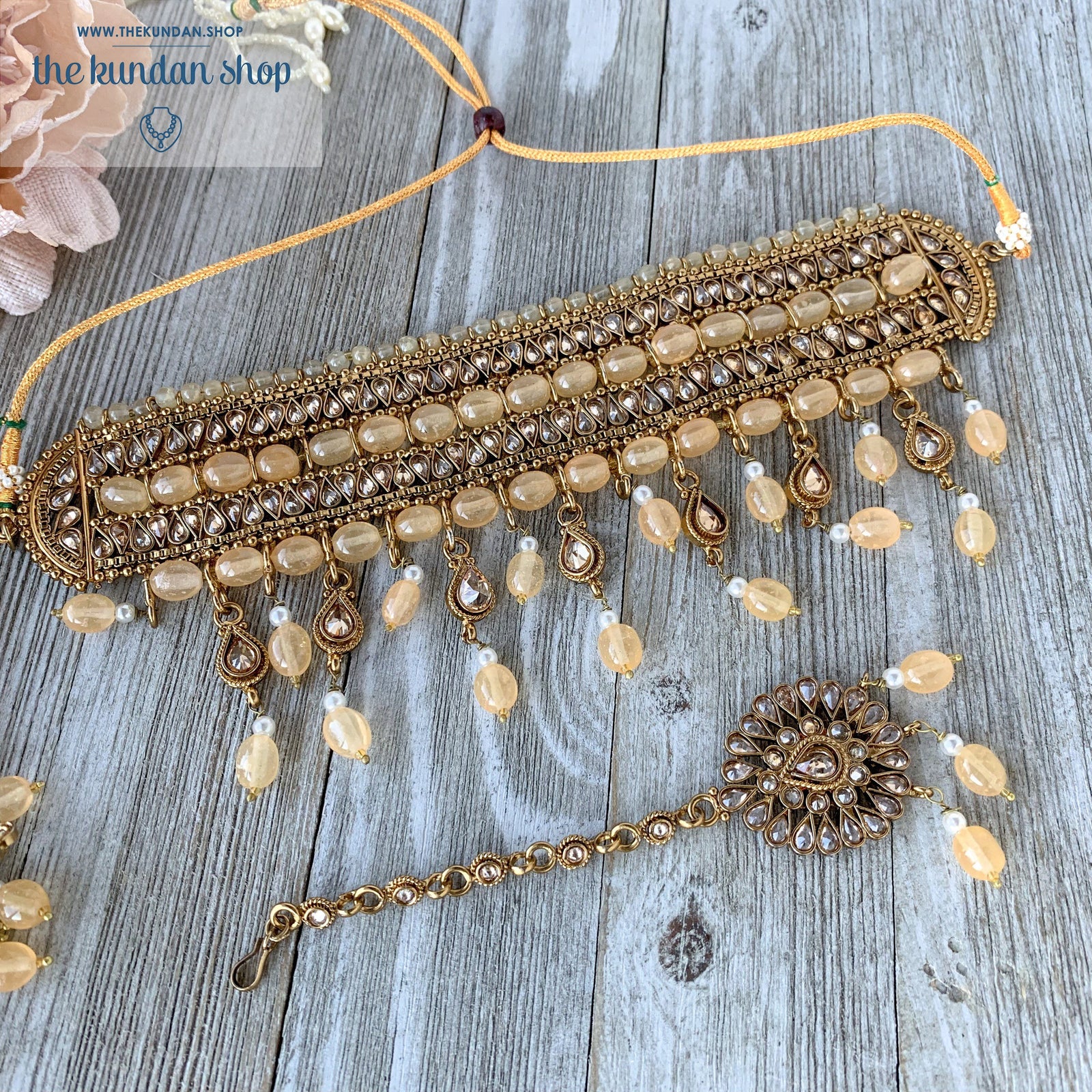 Irresistable - Peach, Necklace Sets - THE KUNDAN SHOP