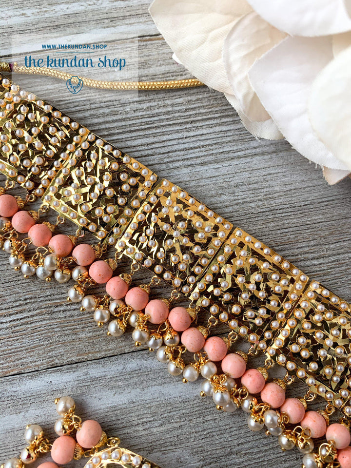 Classic & Timeless - Peach, Necklace Sets - THE KUNDAN SHOP