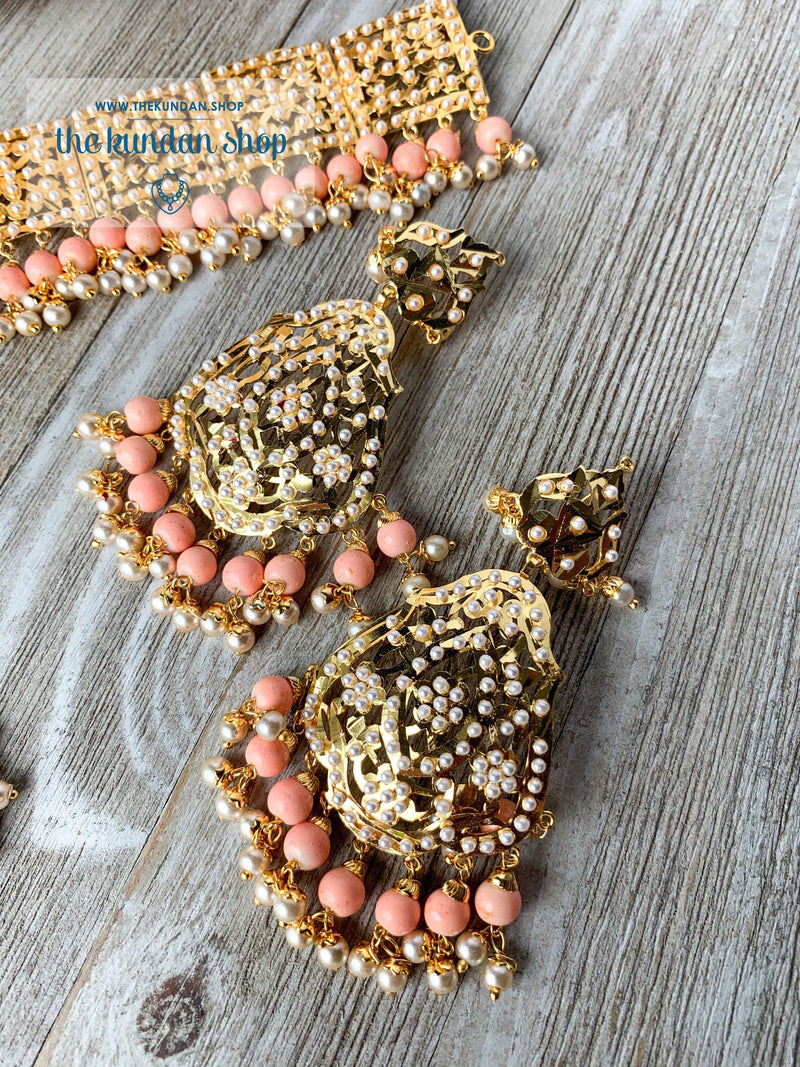 Classic & Timeless - Peach, Necklace Sets - THE KUNDAN SHOP