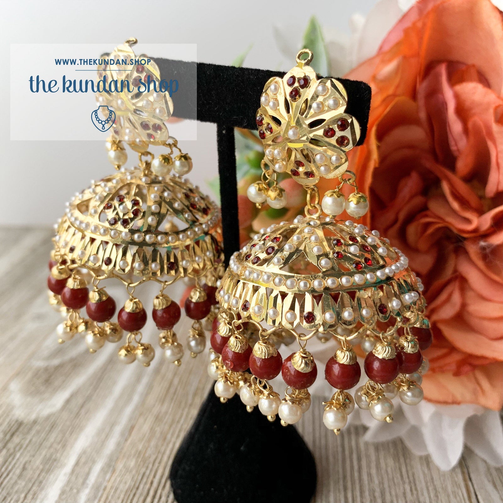 Classic Jumki's - Ruby, Earrings + Tikka - THE KUNDAN SHOP