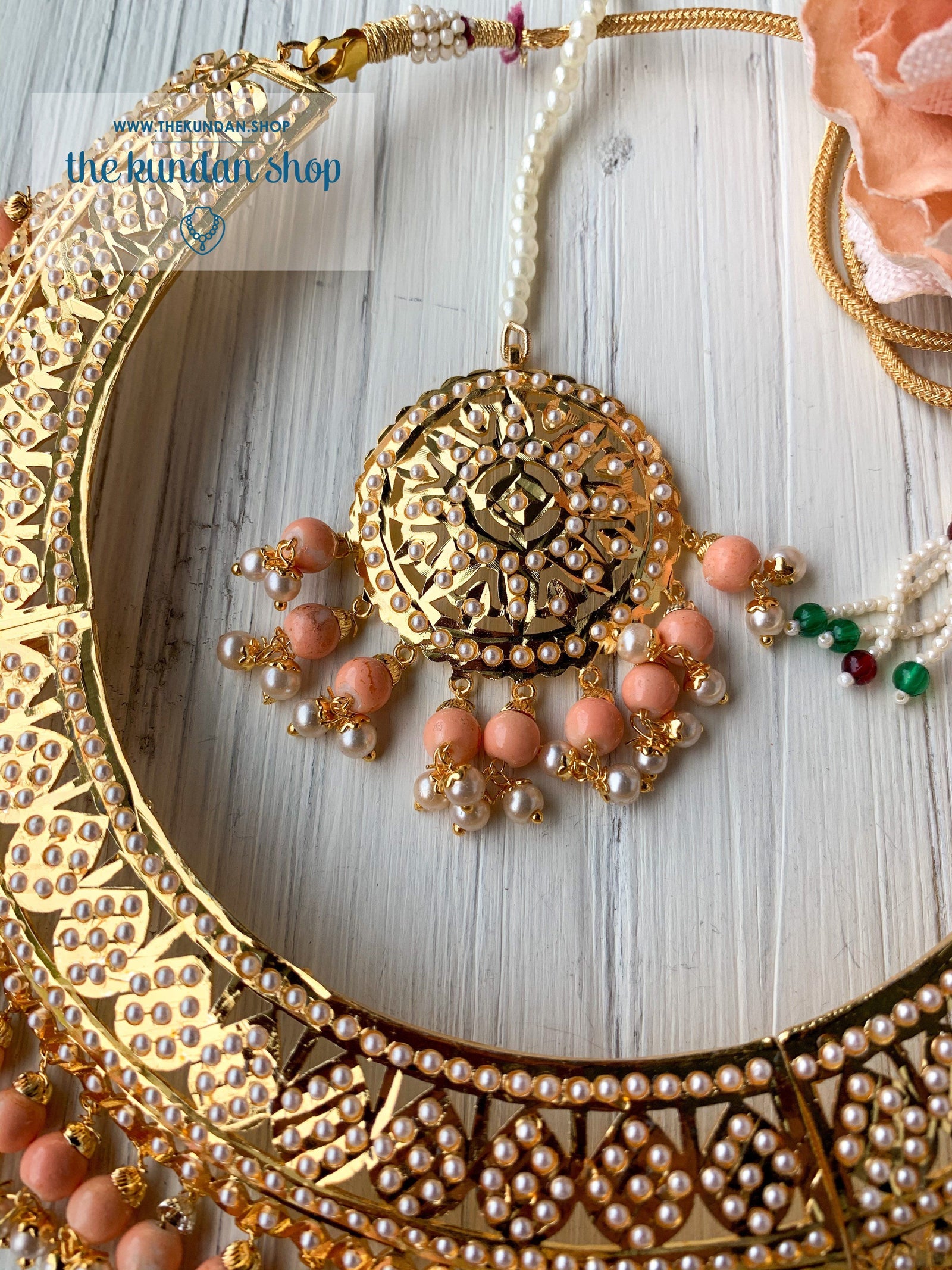 Sangeet Night - Peach, Necklace Sets - THE KUNDAN SHOP