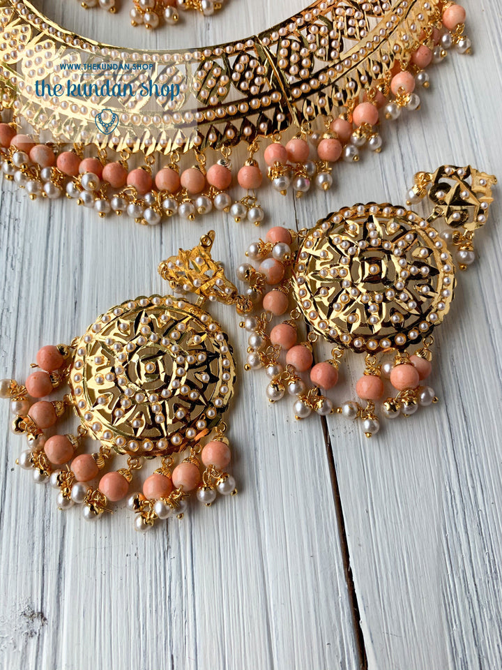 Sangeet Night - Peach, Necklace Sets - THE KUNDAN SHOP