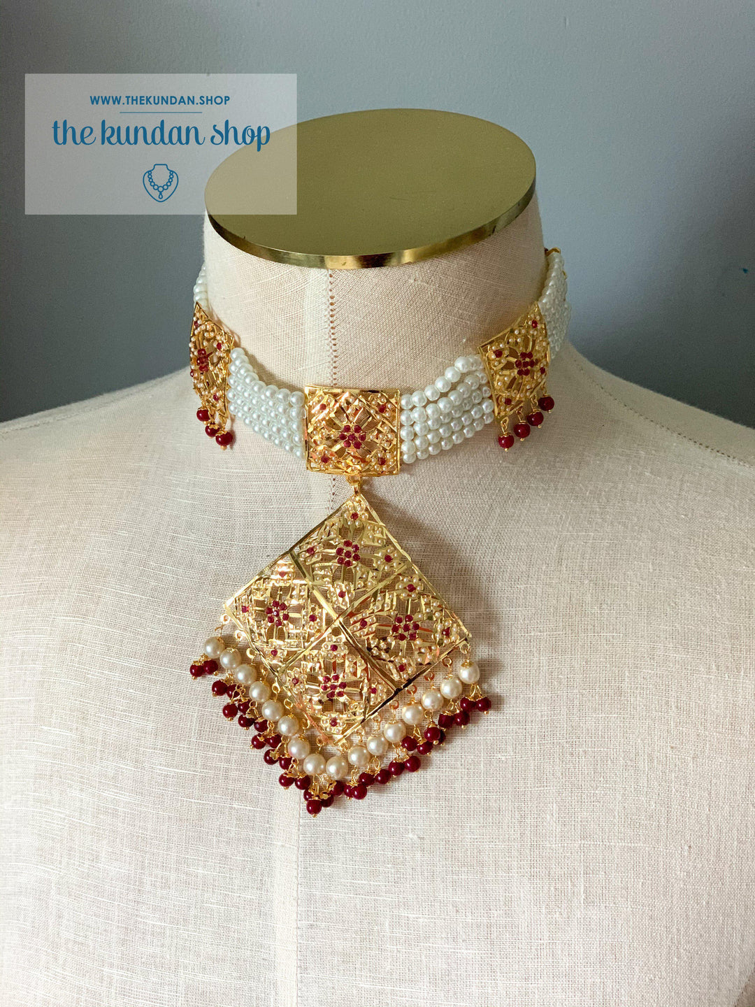 Mesmerized Choker in Ruby Necklace Sets THE KUNDAN SHOP 