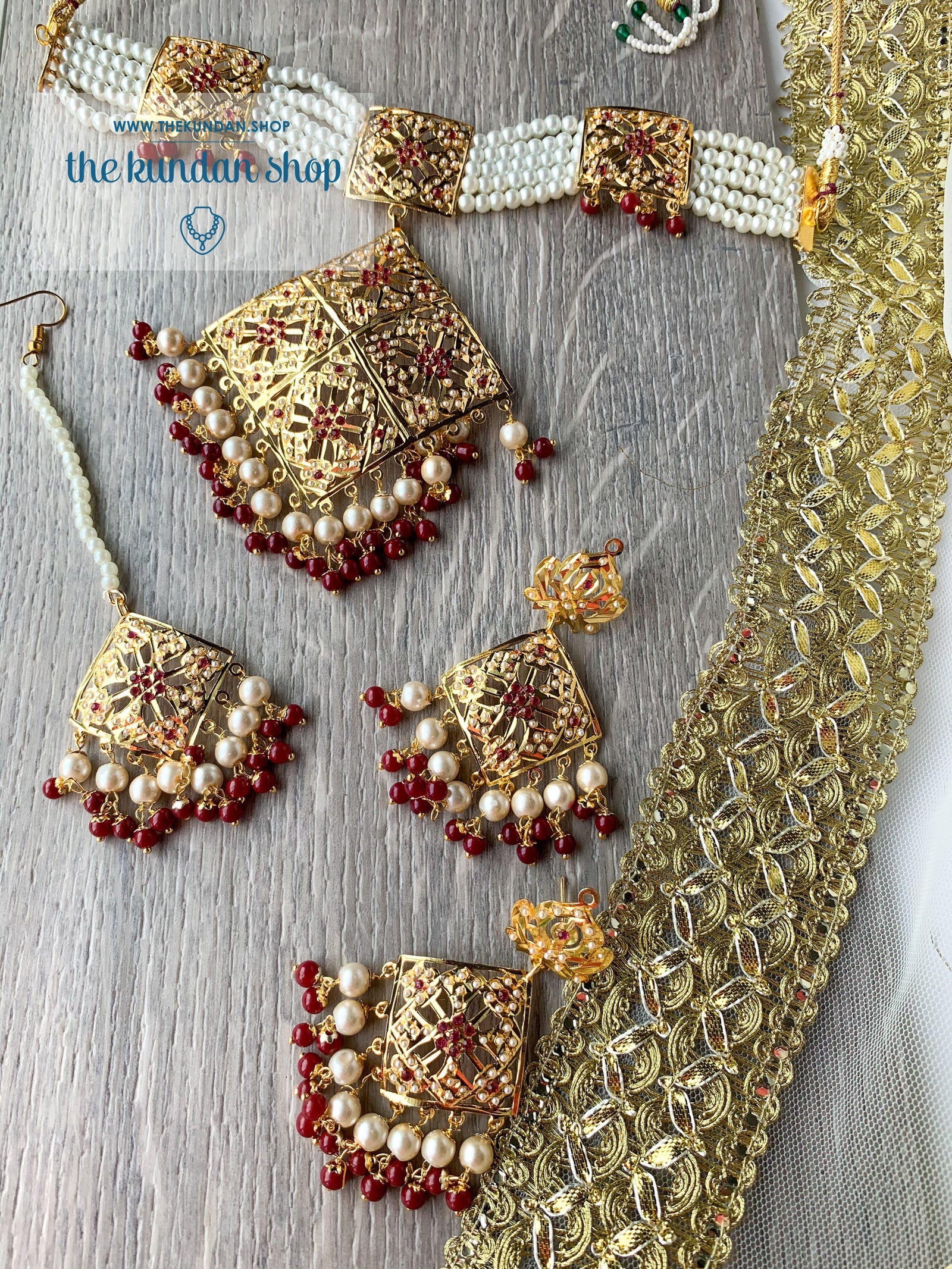 Mesmerized Choker in Ruby Necklace Sets THE KUNDAN SHOP 