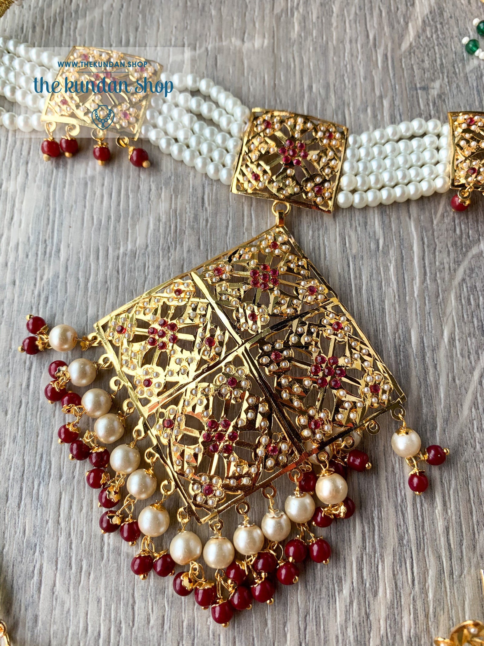 Mesmerized Choker in Ruby Necklace Sets THE KUNDAN SHOP 
