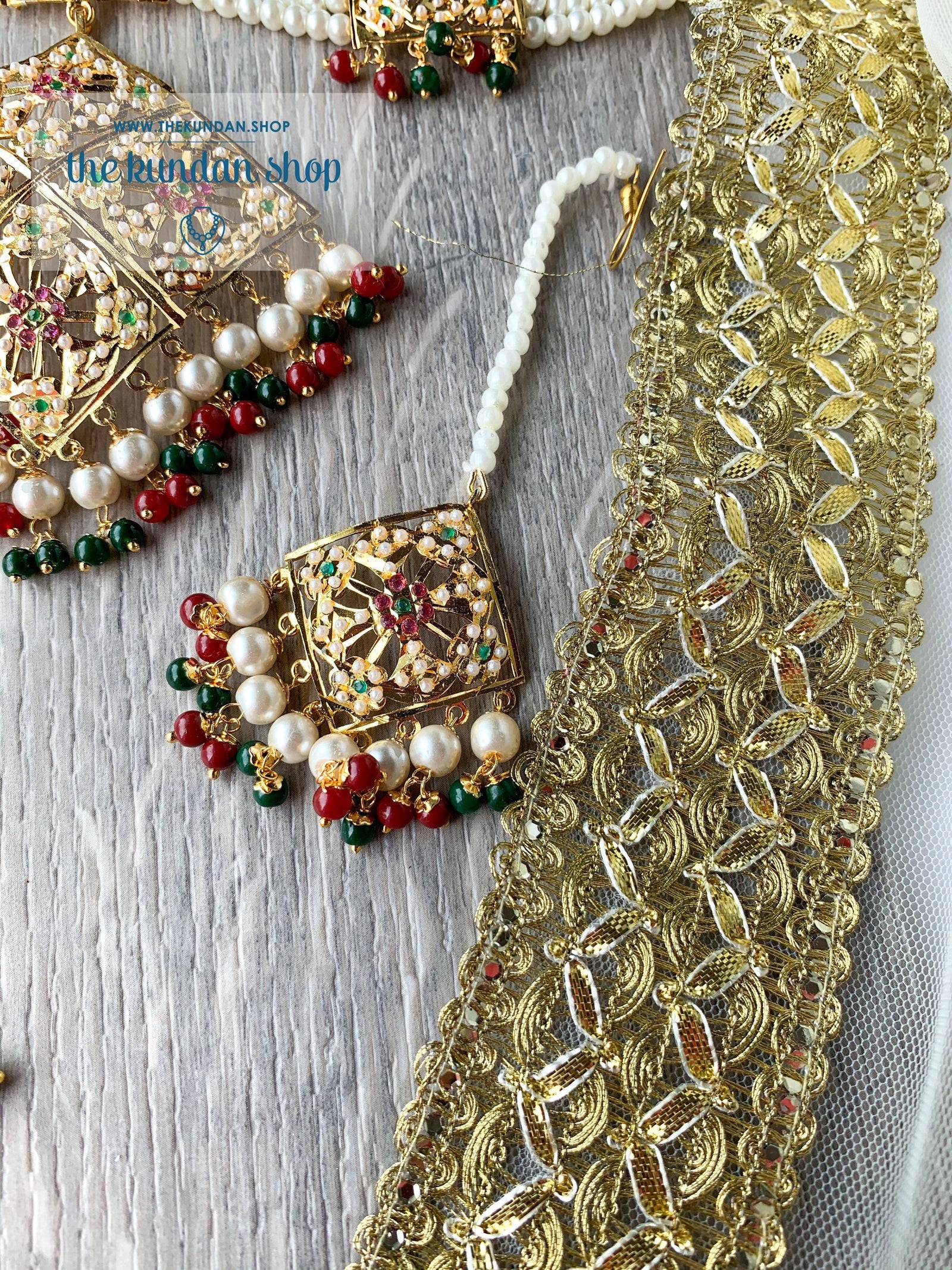 Mesmerized Choker in Ruby & Green Necklace Sets THE KUNDAN SHOP 