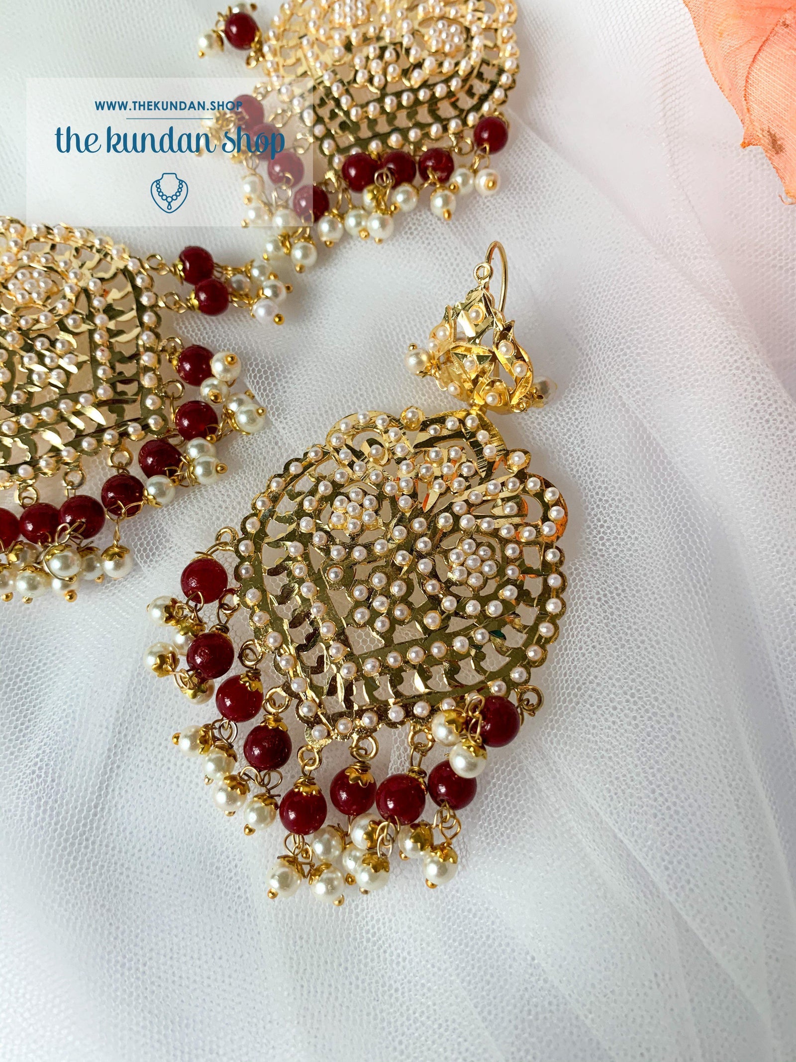 Steady in Ruby Earrings + Tikka THE KUNDAN SHOP 
