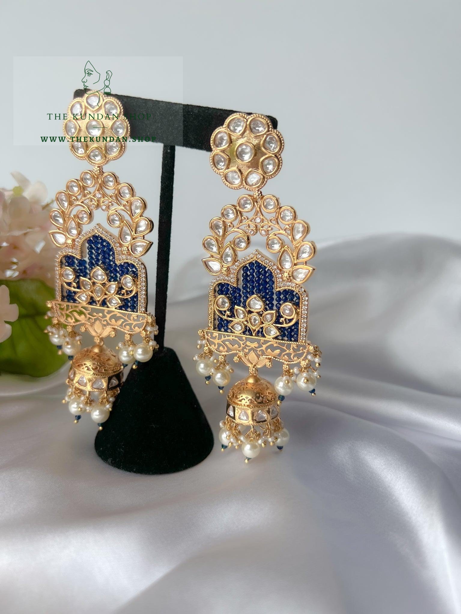 Shining in Kundan Earrings THE KUNDAN SHOP Midnight Blue 