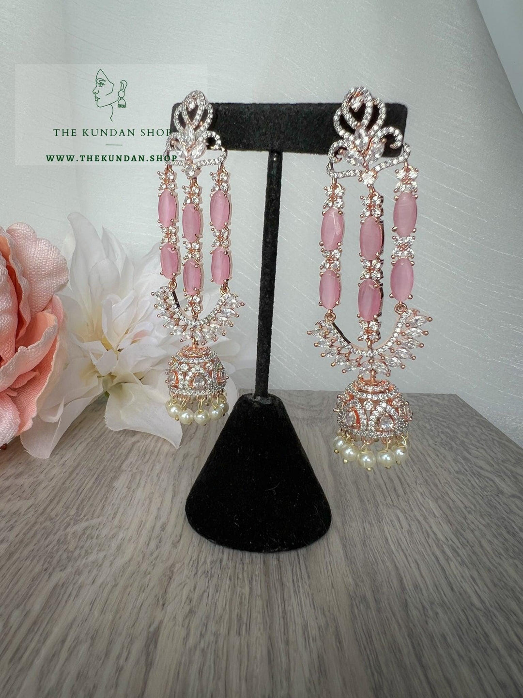 Reserve Sparkle in Rose Gold Earrings THE KUNDAN SHOP Pink 