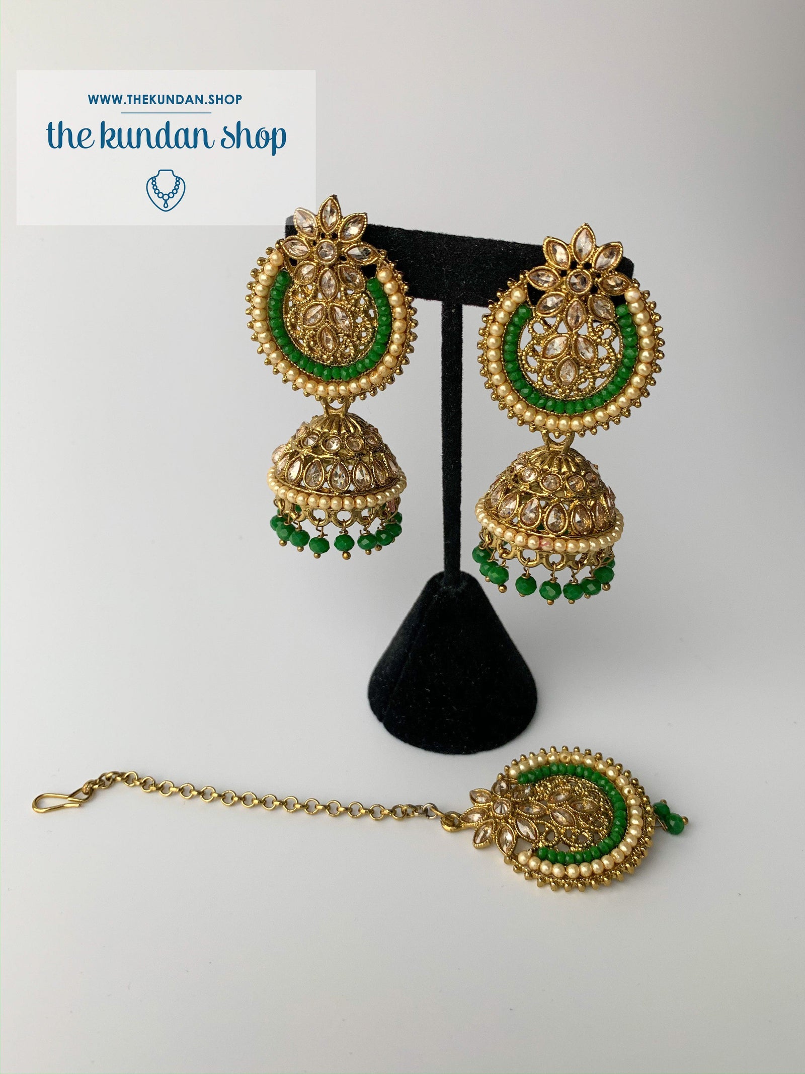 Above Else - Green, Earrings + Tikka - THE KUNDAN SHOP