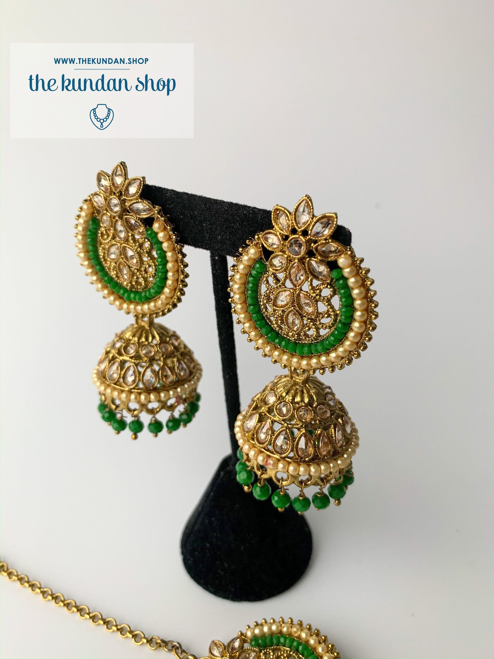 Above Else - Green, Earrings + Tikka - THE KUNDAN SHOP