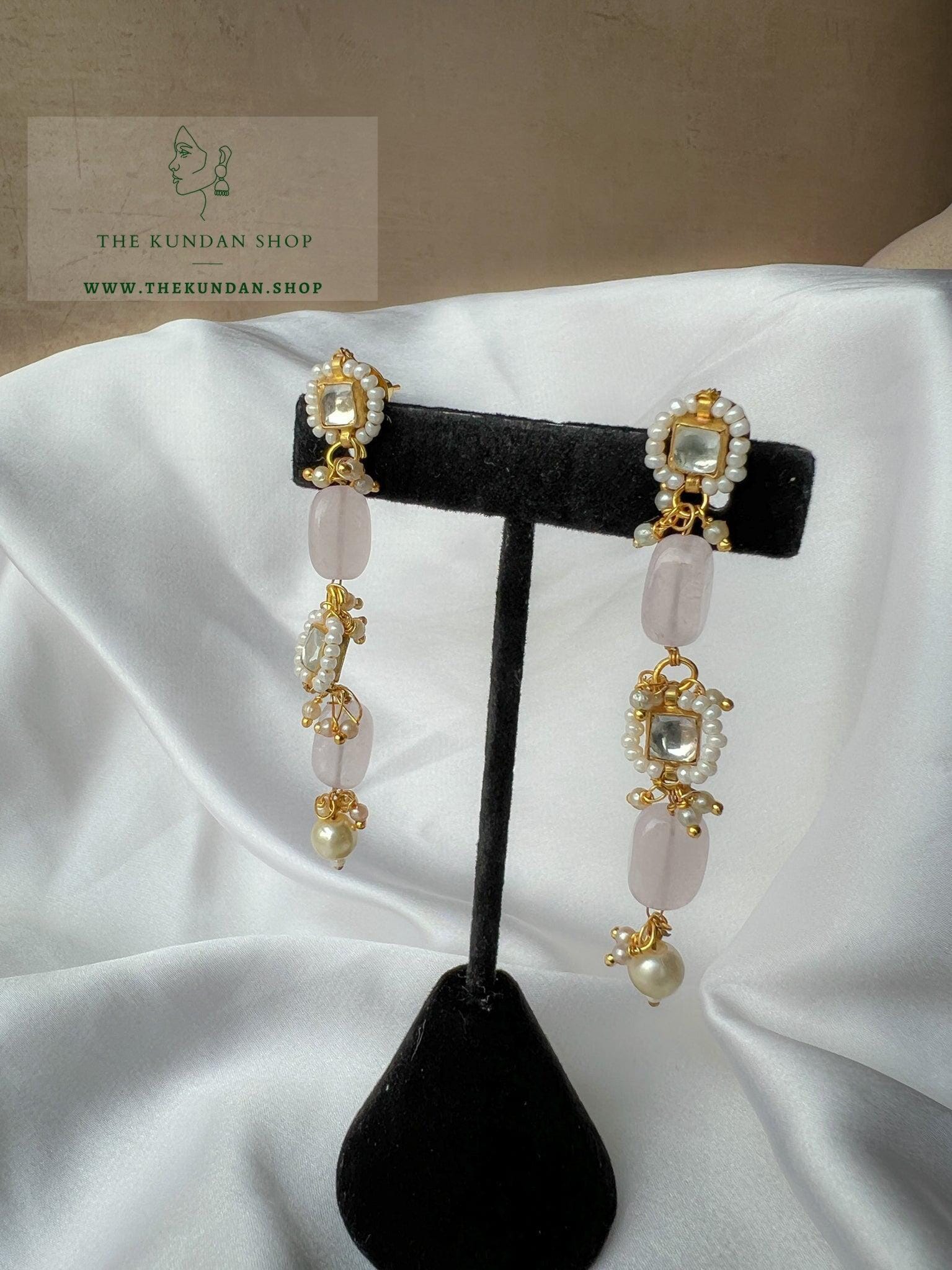 Thin Drop Kundan Earrings Earrings THE KUNDAN SHOP Off White 