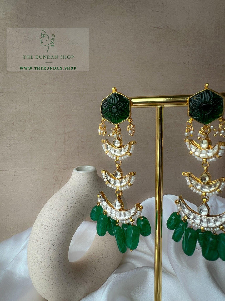 Chaand Layers in Greens Earrings THE KUNDAN SHOP 
