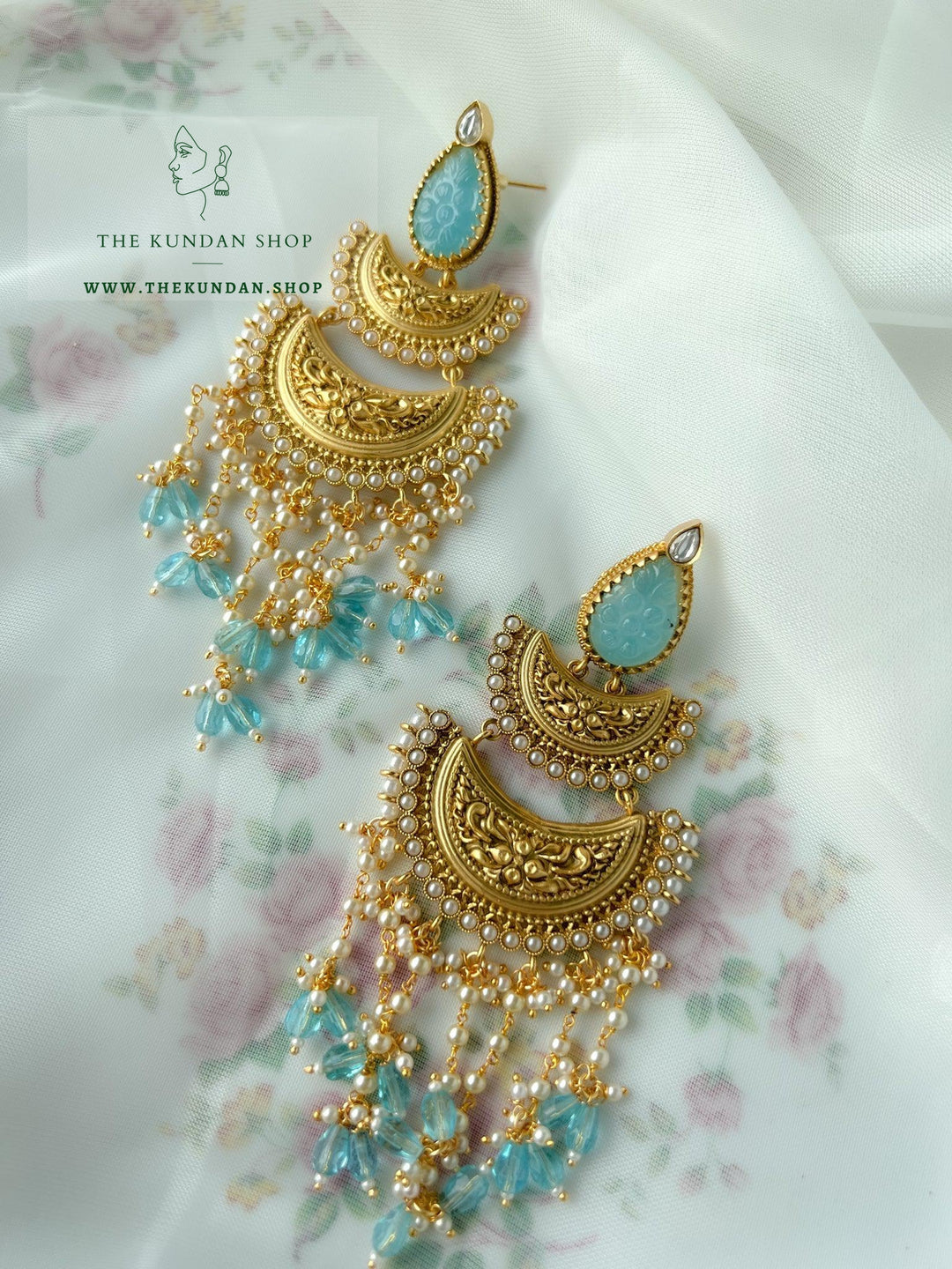 Glamour in Kundan Earrings THE KUNDAN SHOP Blue 