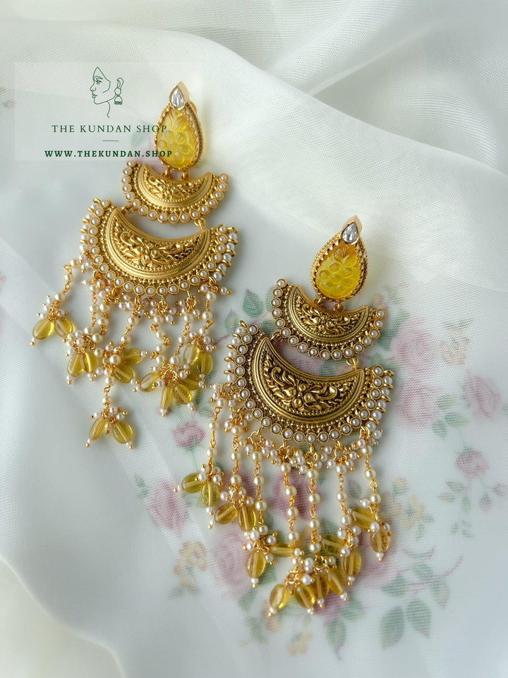 Glamour in Kundan Earrings THE KUNDAN SHOP Yellow 