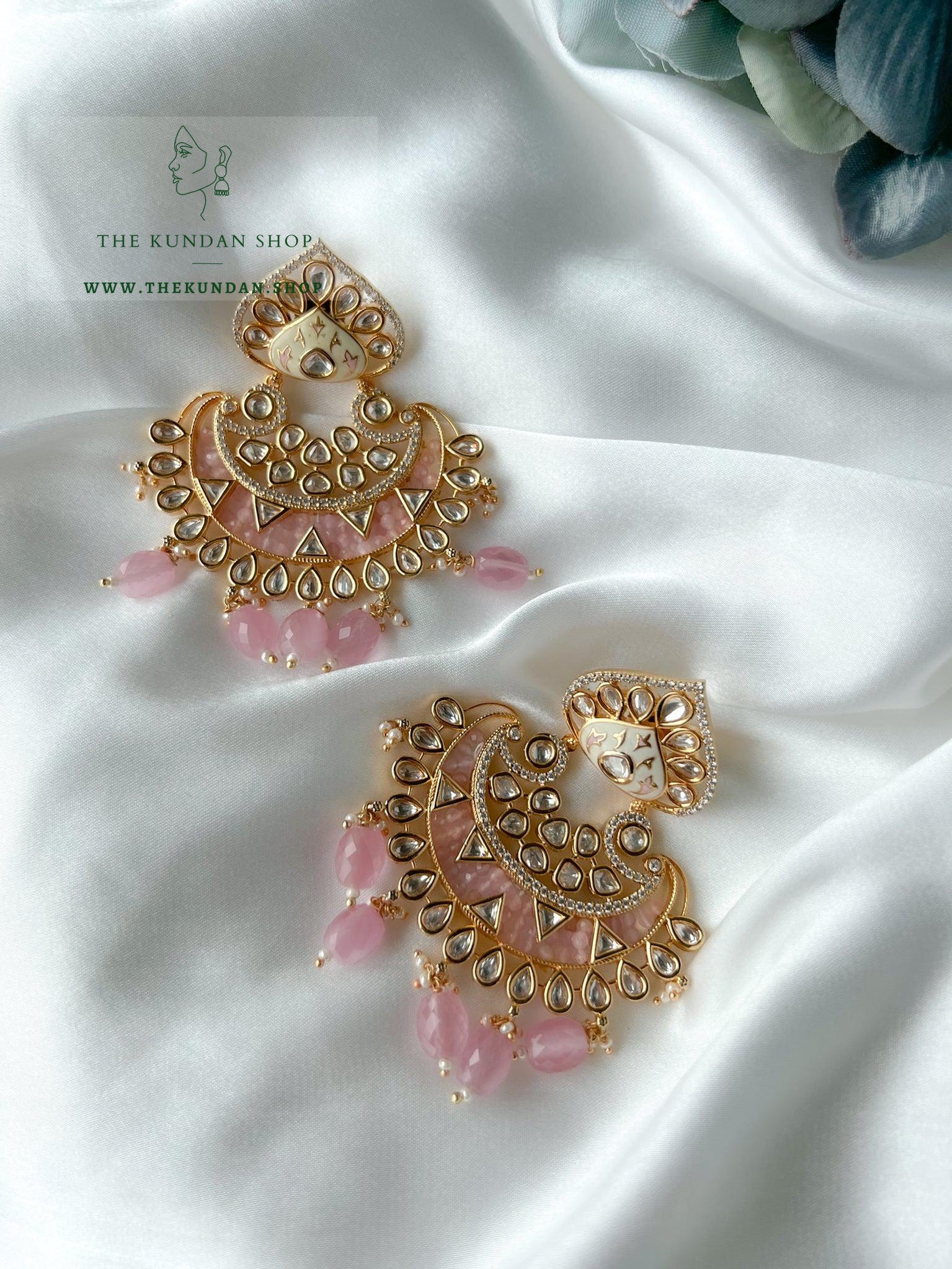 Kundan in a Spade Earrings THE KUNDAN SHOP Pink 