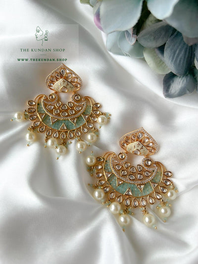 Kundan in a Spade Earrings THE KUNDAN SHOP Mint 