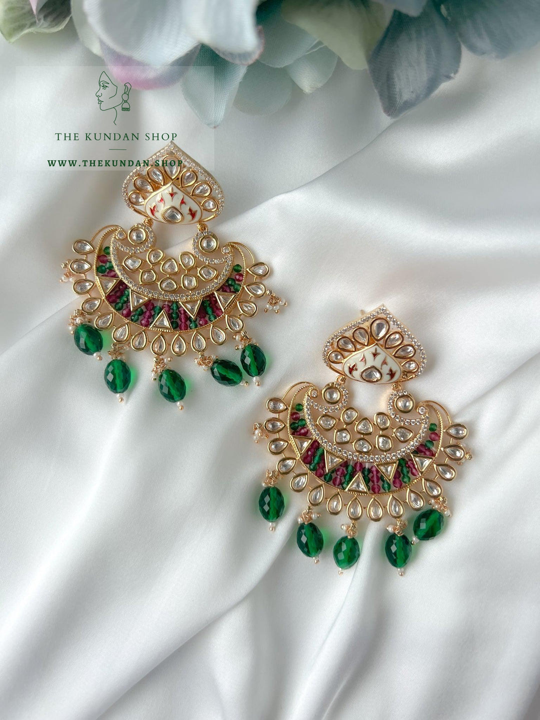 Kundan in a Spade Earrings THE KUNDAN SHOP 