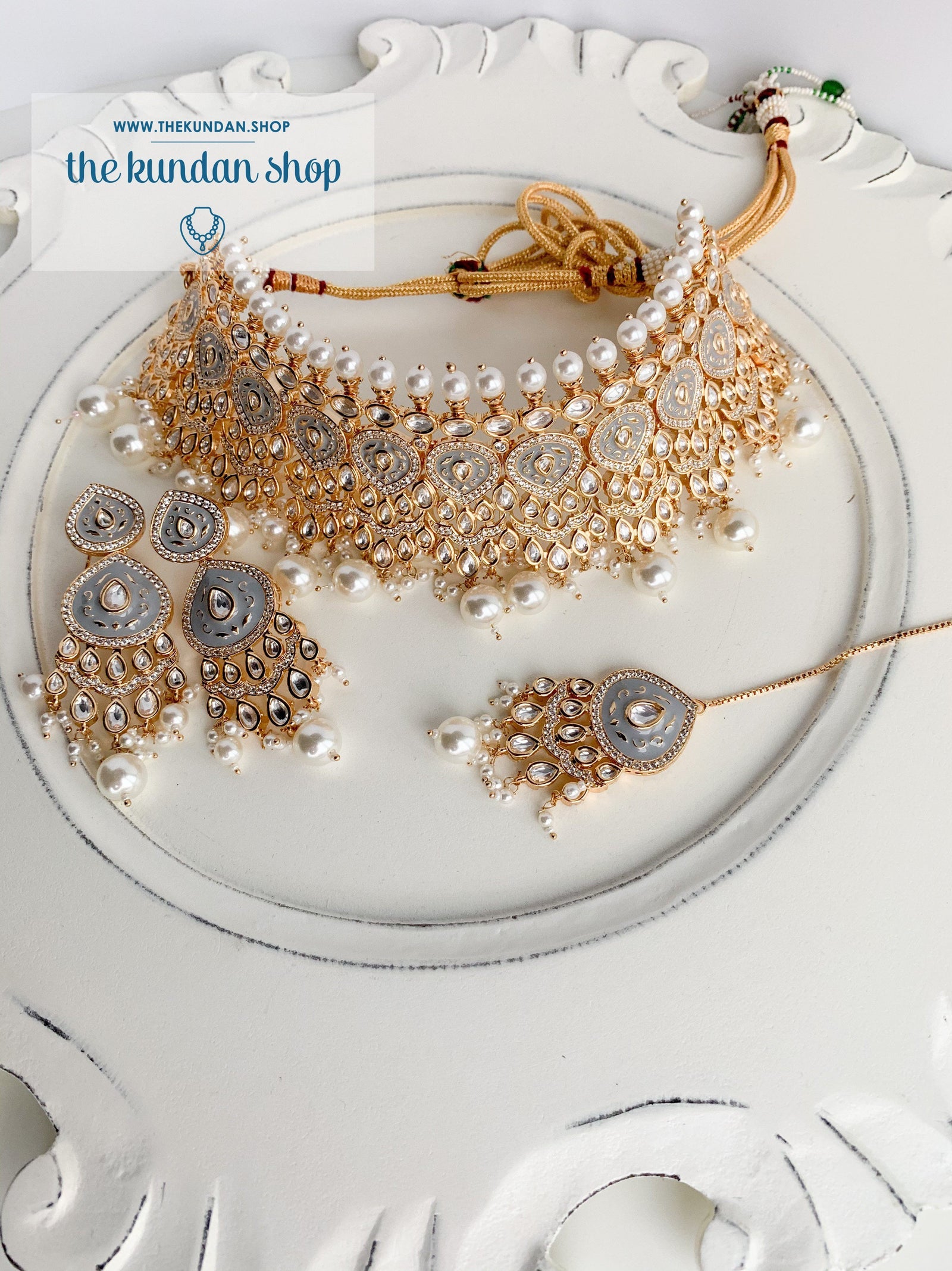 Infatuation in Grey Necklace Sets THE KUNDAN SHOP 