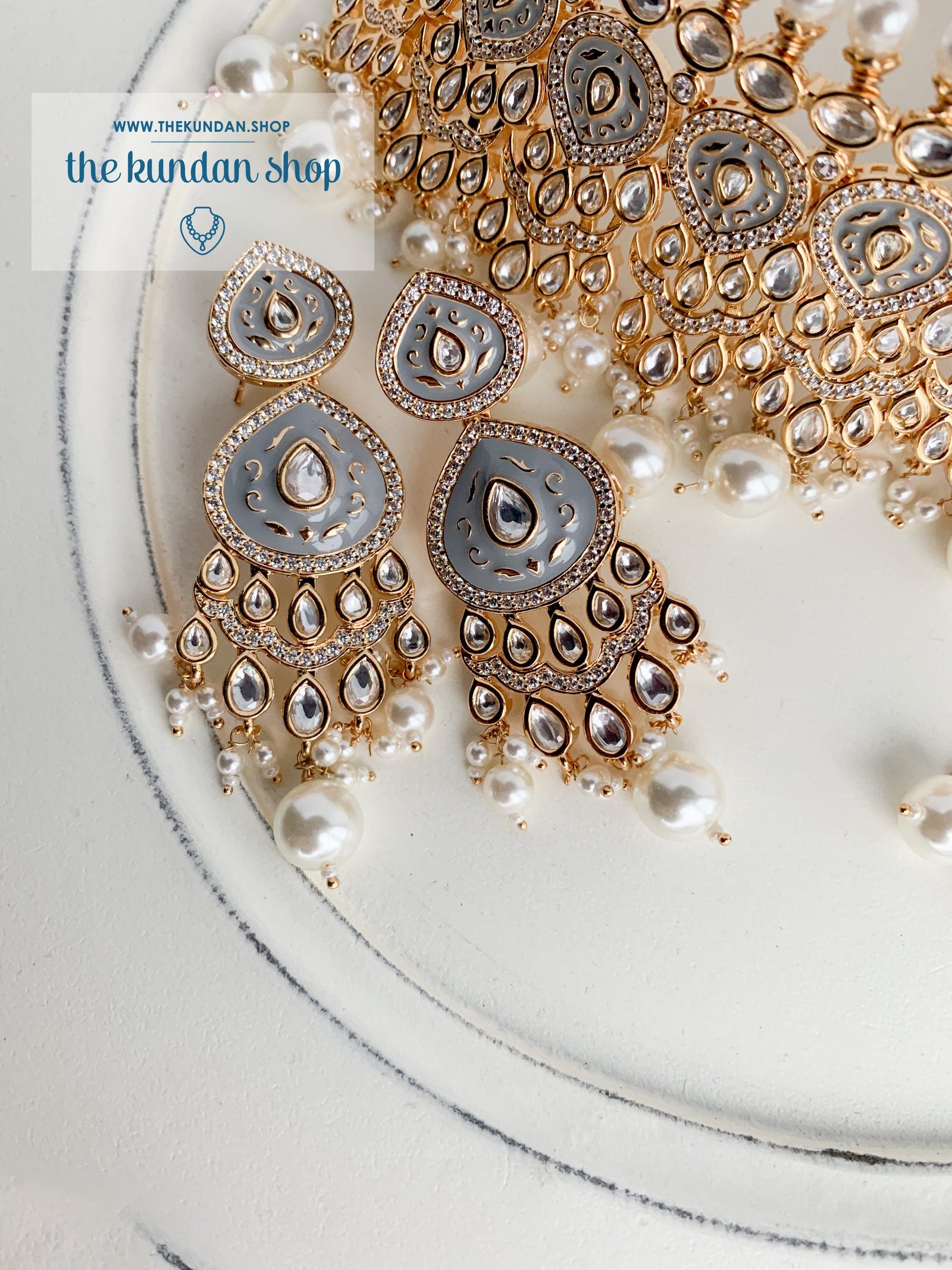 Infatuation in Grey Necklace Sets THE KUNDAN SHOP 