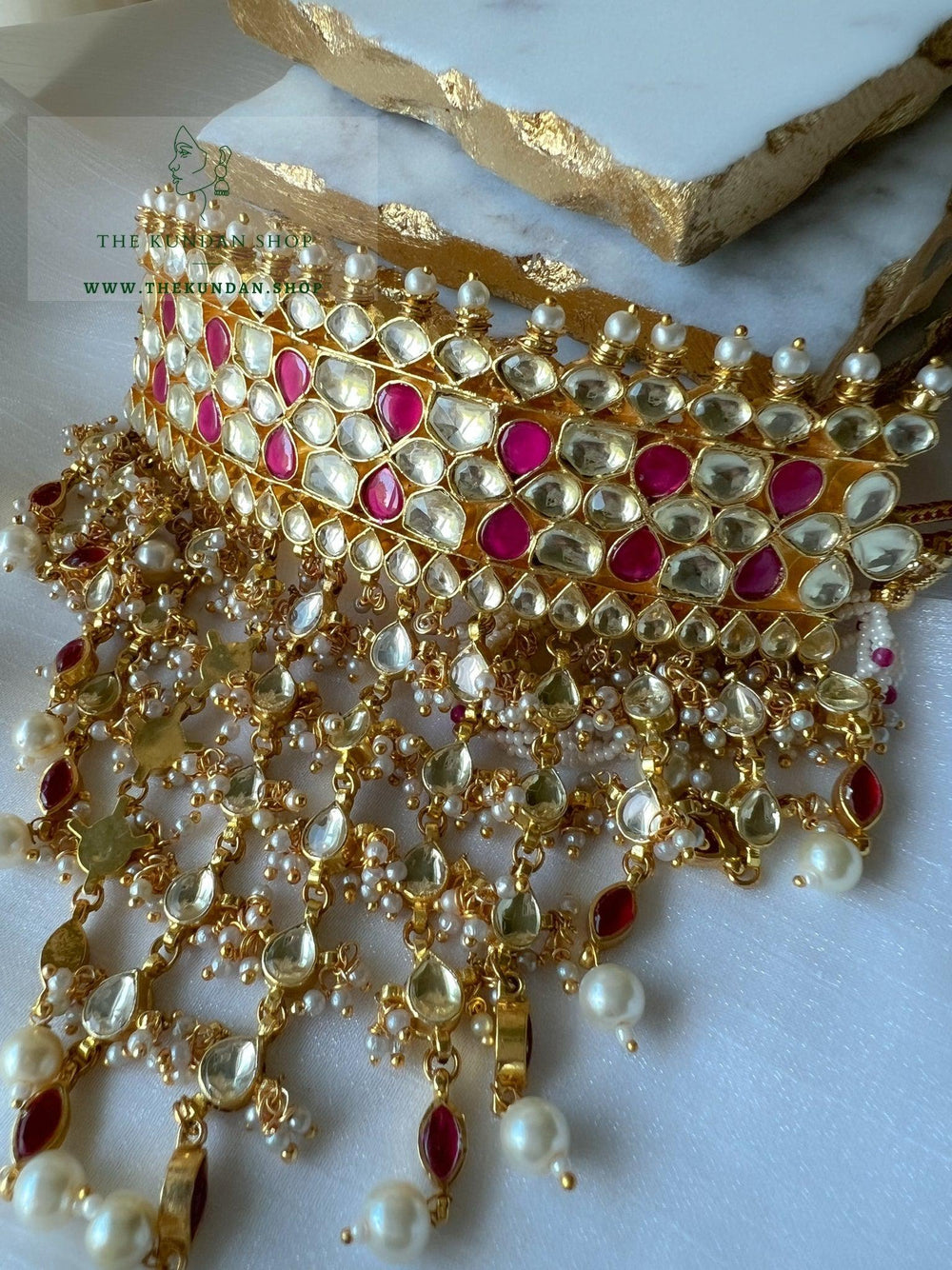 Empress in Ruby Pink Kundan Necklace Sets THE KUNDAN SHOP 