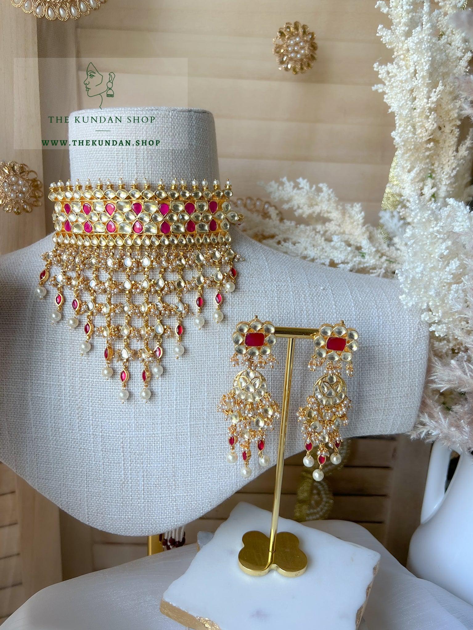 Empress in Ruby Pink Kundan Necklace Sets THE KUNDAN SHOP 