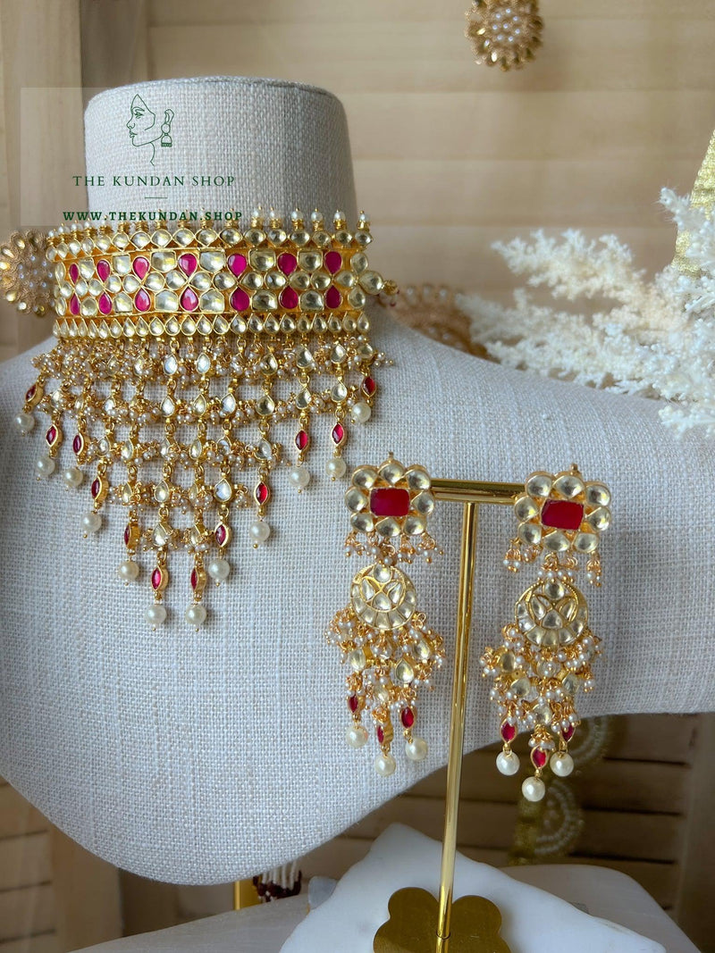 Empress in Ruby Pink Kundan Necklace Sets THE KUNDAN SHOP 