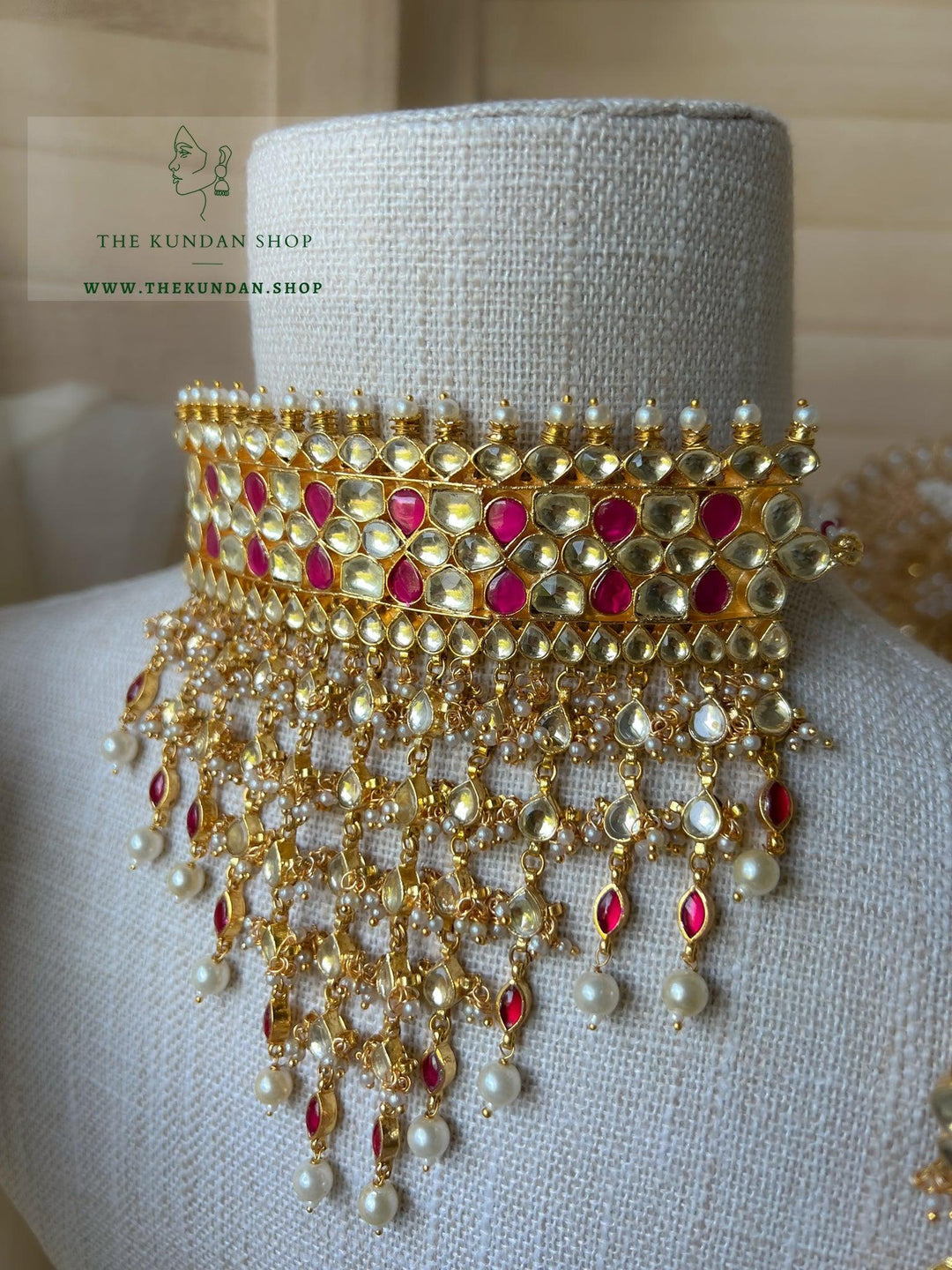 Empress in Ruby Pink Kundan Necklace Sets THE KUNDAN SHOP 
