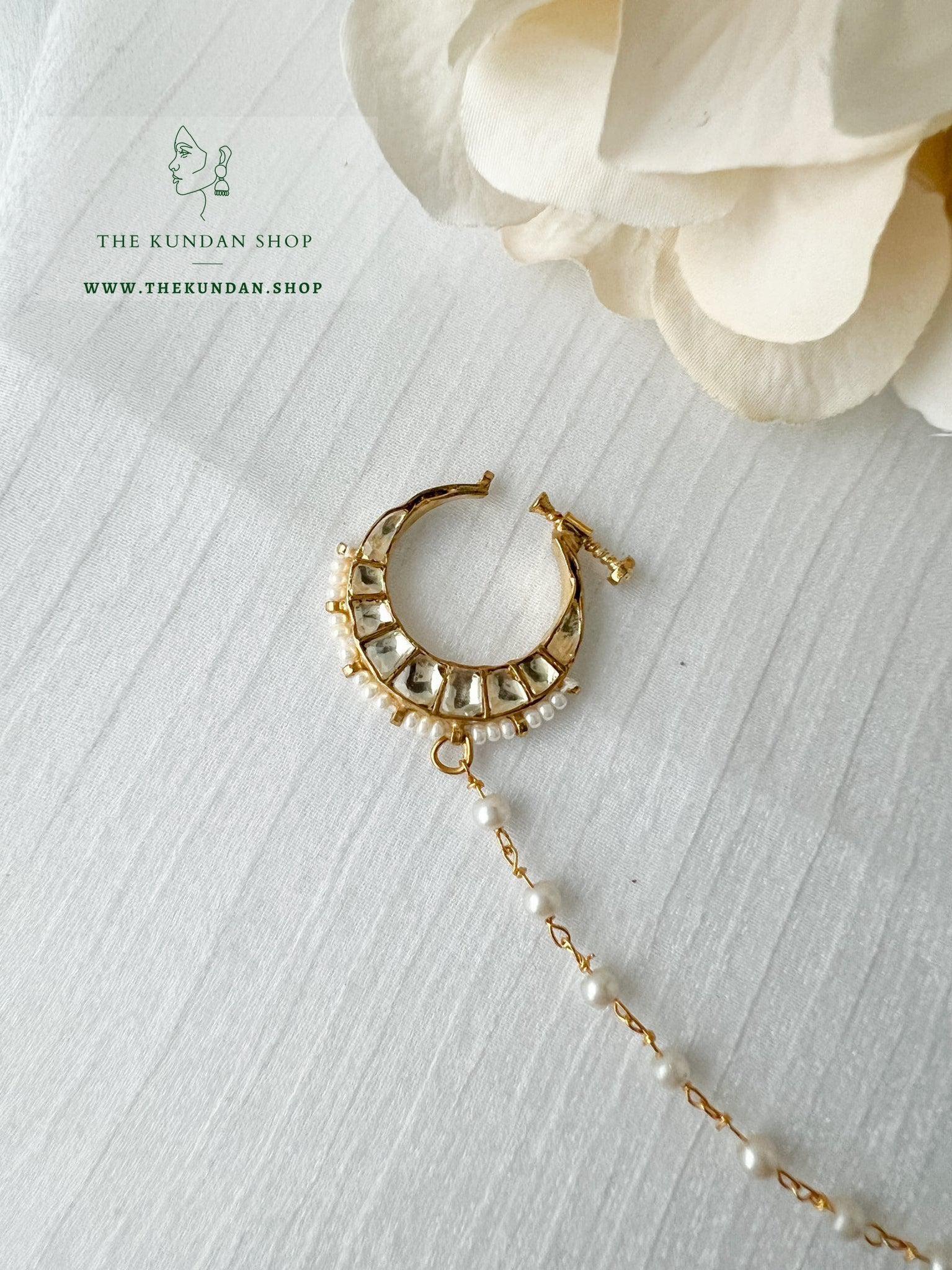 Classic Kundan Nose Ring - Non Pierced Naath THE KUNDAN SHOP 