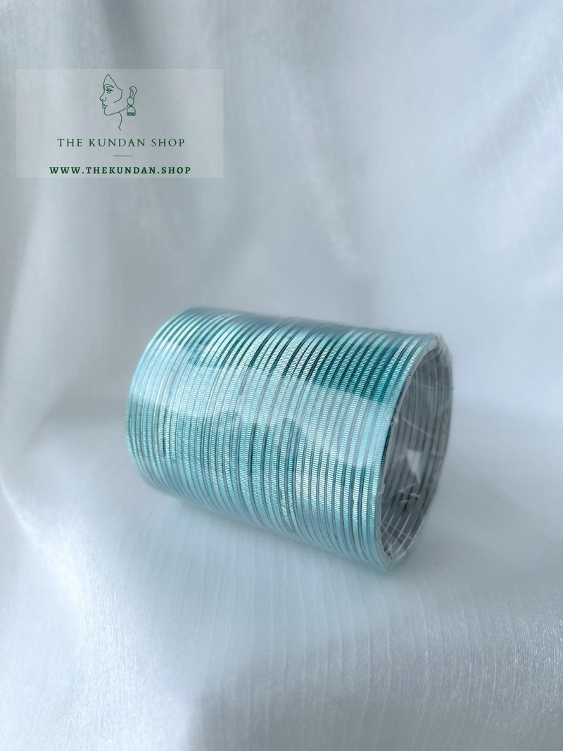Sheen Bangle Stack - Light Blue Bangles THE KUNDAN SHOP 