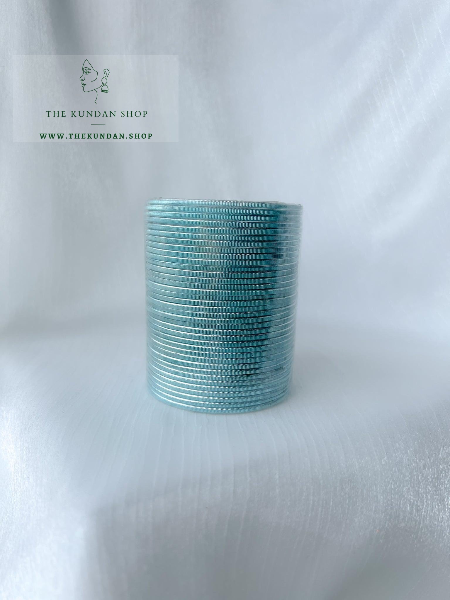 Sheen Bangle Stack - Light Blue Bangles THE KUNDAN SHOP 