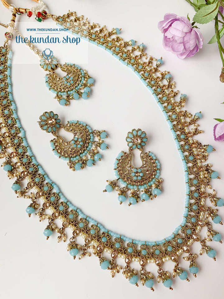 Sprightly in Feroza Blue Necklace Sets THE KUNDAN SHOP 