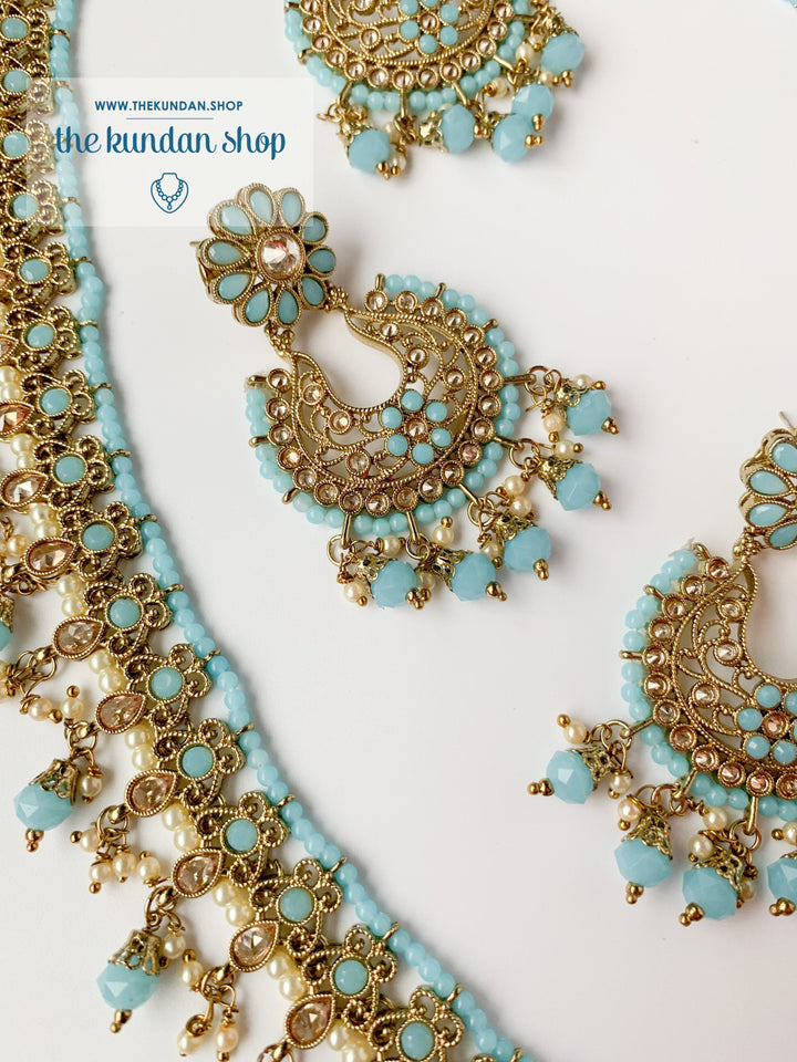 Sprightly in Feroza Blue Necklace Sets THE KUNDAN SHOP 