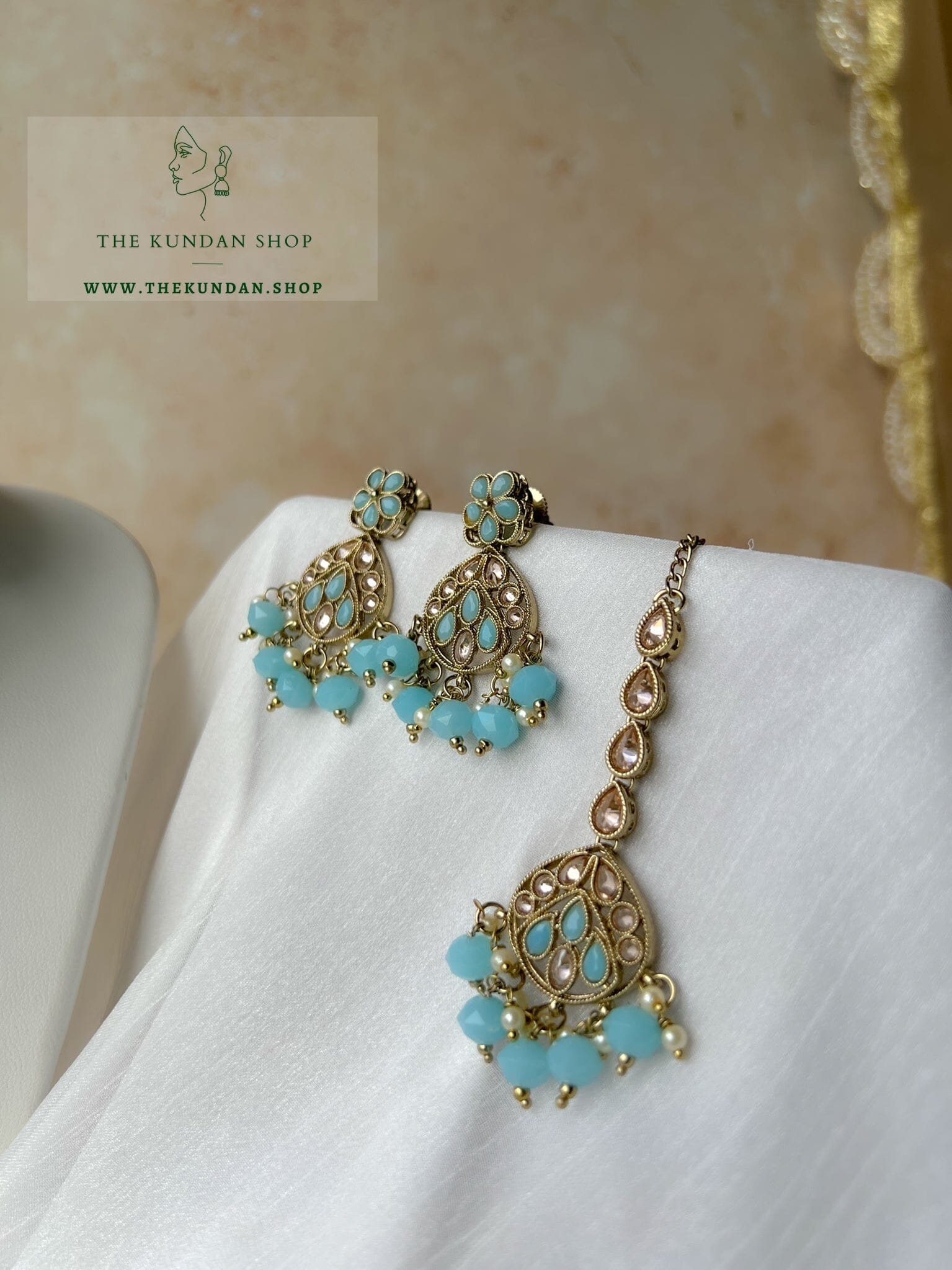 Imagine Polki in Feroza Blue Necklace Sets THE KUNDAN SHOP 