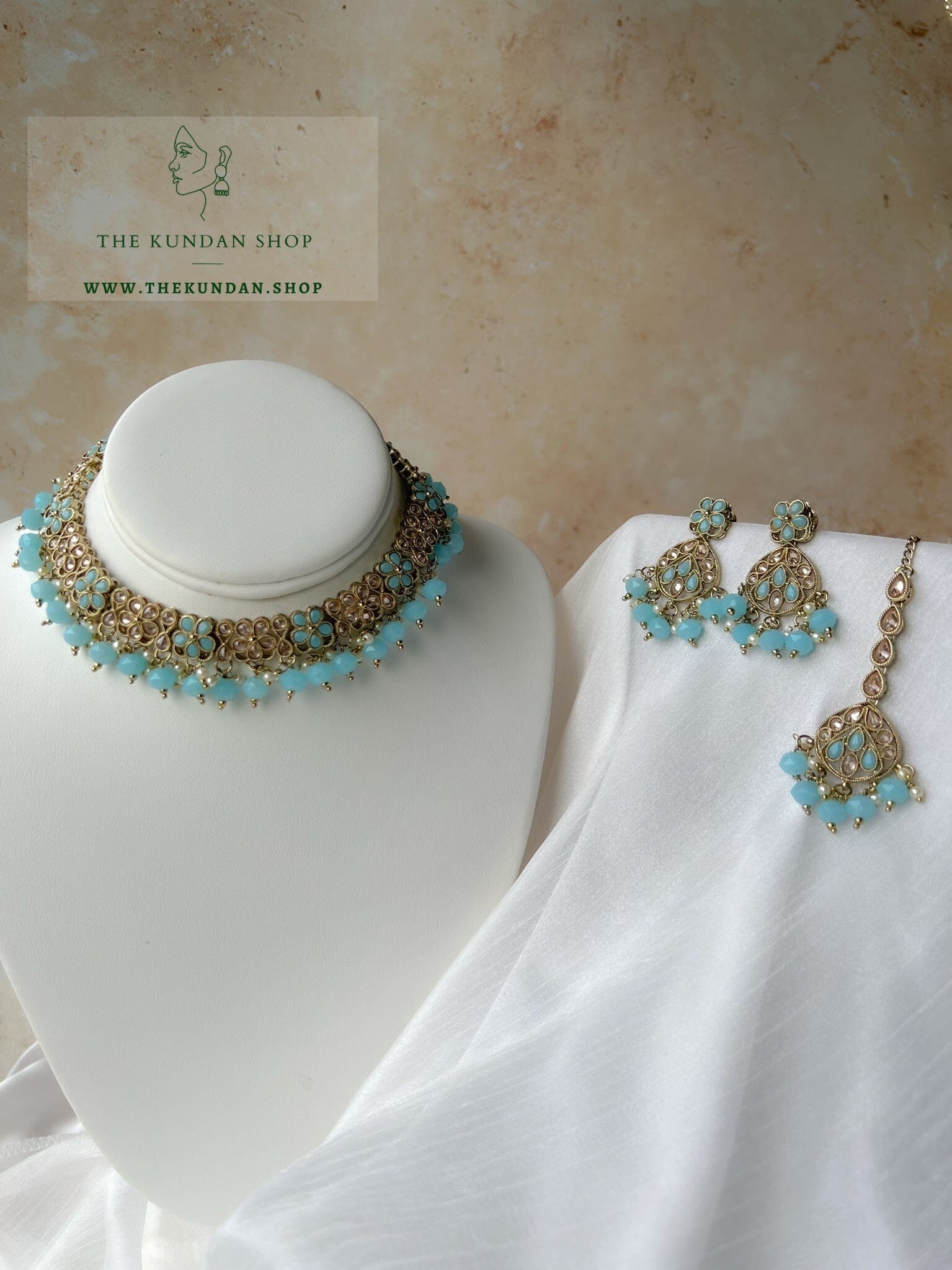 Imagine Polki in Feroza Blue Necklace Sets THE KUNDAN SHOP 