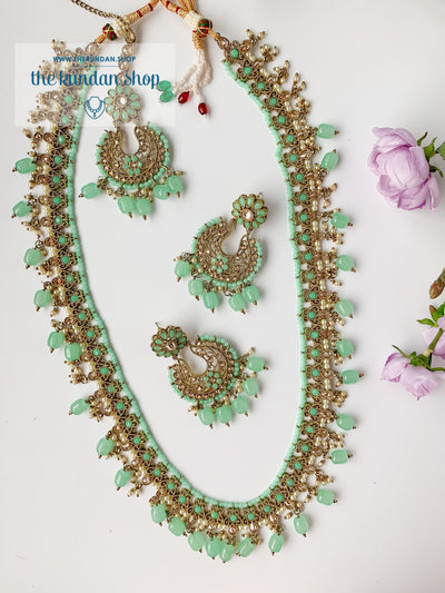 Sprightly in Mint Green Necklace Sets THE KUNDAN SHOP 