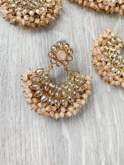 Reluctance in Light Peach Necklace Sets THE KUNDAN SHOP 